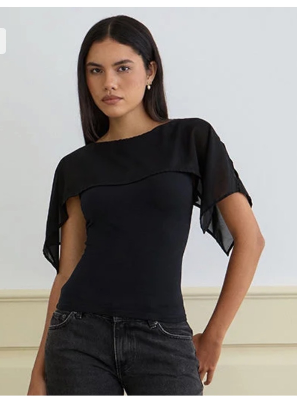 Motel Rocks Cirata Top In Rayon Jersey Chiffon Black
